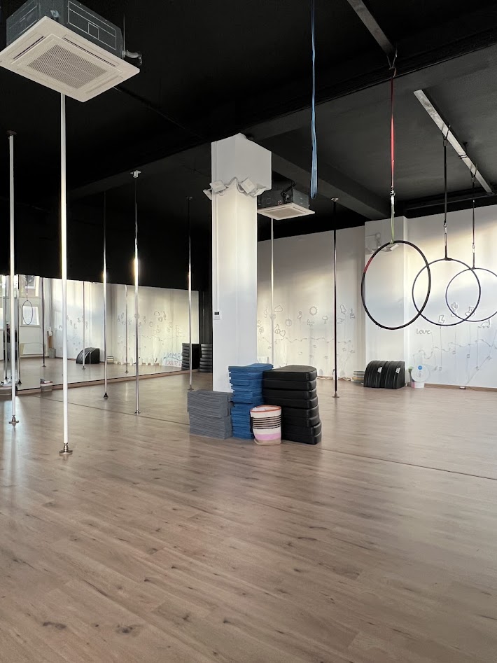 La sala dispone di 11 pali e di 5 cerchi La sala dispone di 11 pali e di 5 cerchi